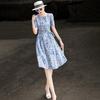 Lanser's Elegant French A-Line Printed Midi Dress