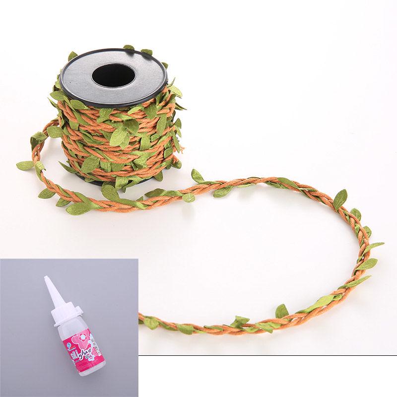 DIY Colorful Forest Style Green Rattan Leaves Hand-Woven Jute Rope for Decoration and Jewelry