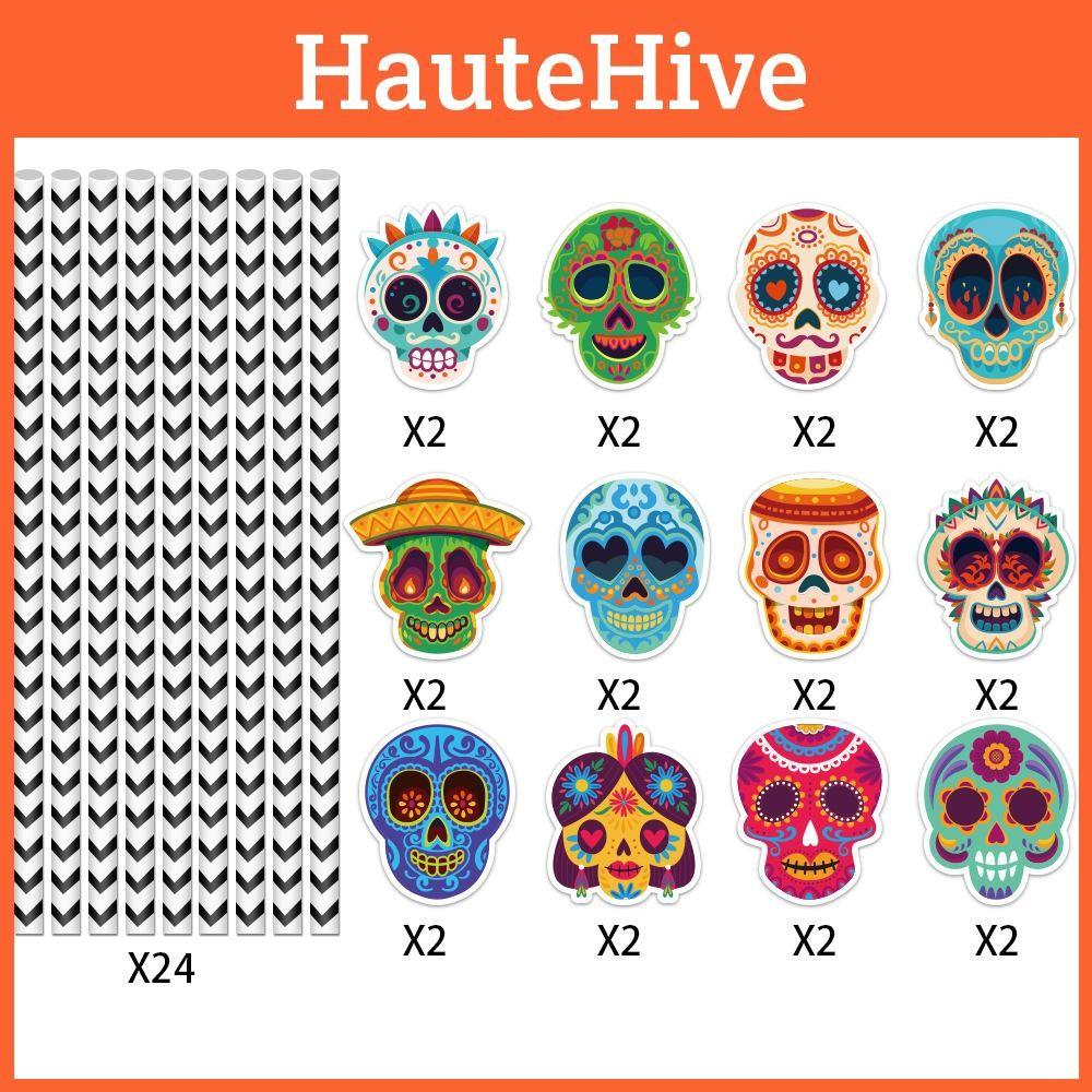 Paper Skeleton Theme Straws For Halloween Party Decorations And Drink Supplies