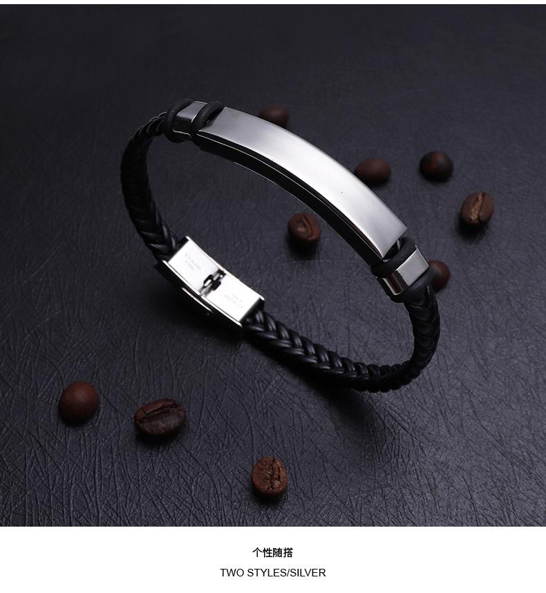 Handmade Leather Braided Bracelet for Men and Women Romantic Lovers Couple Bracelet With LOGO Engrave Stainless Steel Jewelry