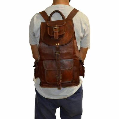 New Men'S Genuine Leather Vintage Laptop Backpack Rucksack Messenger Satchel Bag