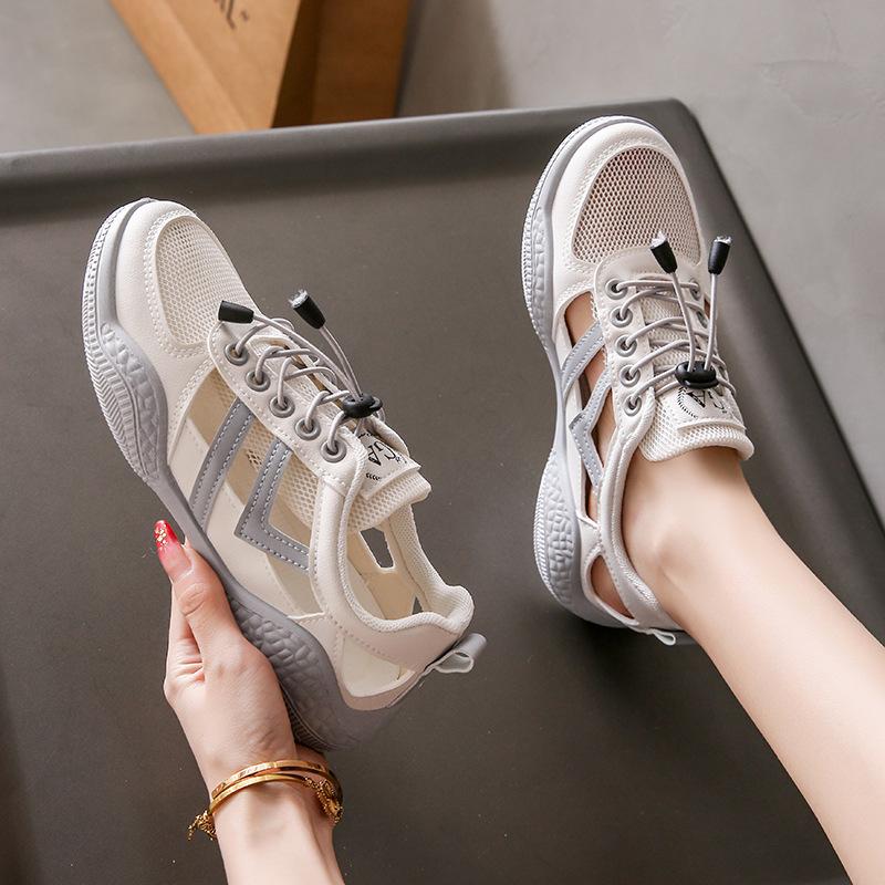 Little white shoes women's 2025 summer hollow breathable sports mesh shoes casual non-slip soft sole pregnant women bag head sandals women's tide
