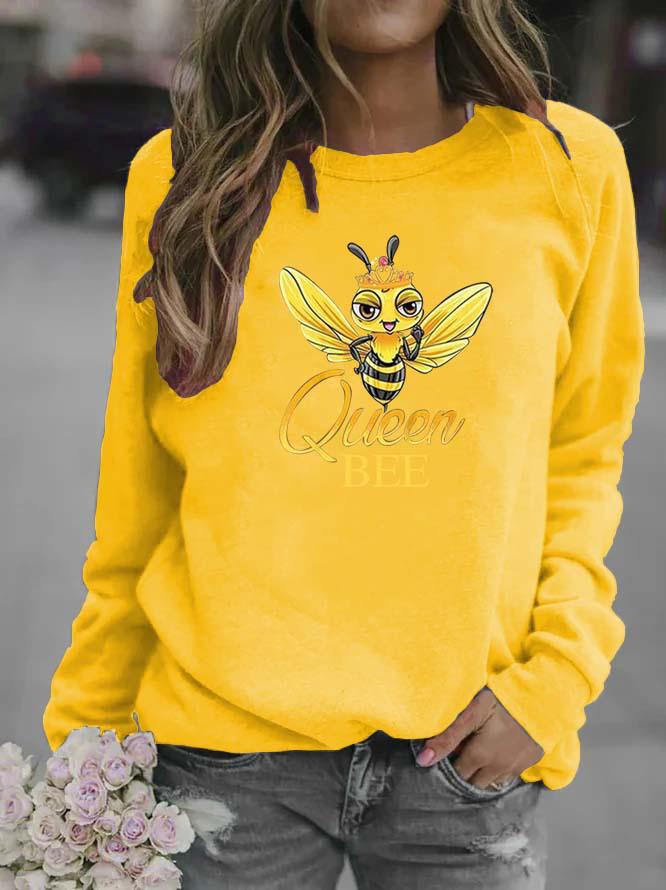 Damen Hoodie mit Bienenprint und Rundhalsausschnitt