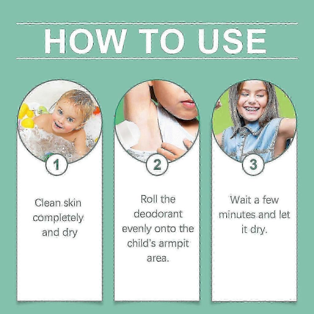 2025 Fresh Natural Deodorant For Kids Teens Aluminum Free, Hypoallergenic Deodorant, Vanilla Citrus Roller Fragrance, Children's Sweat Roller Armpit S