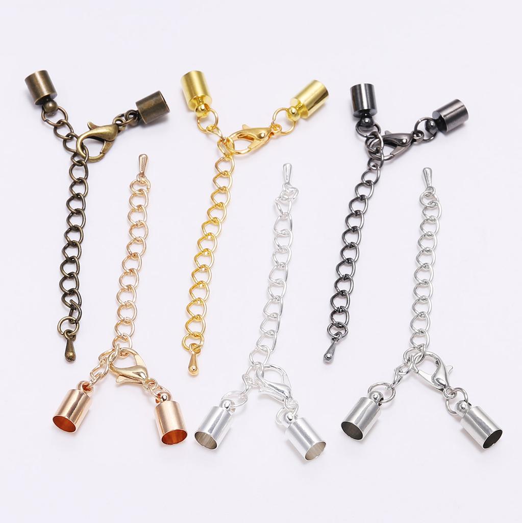10 teile/los Quaste Lederband Ende Spitze Kappen Verlängerung kette Karabinerverschlüsse Anschlüsse Für DIY Halskette Schmuck, Die Entdeckungen