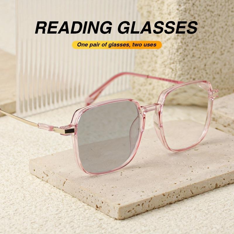 4PCS Exquisite Large Frame Women's Pochromic Reading Glasses Comfortable and Simple Indoor Fashionable Reading Glasses
