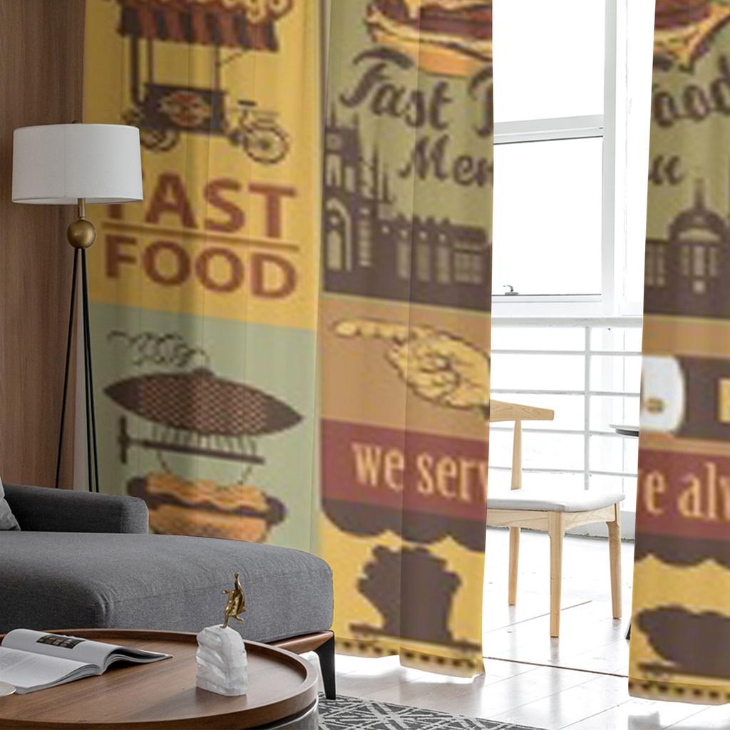 Tende Trasparenti in Tulle Fast Food Stile Retrò per Soggiorno Stanza Camera da Letto Cucina Decorazione Tende in Voile Organza