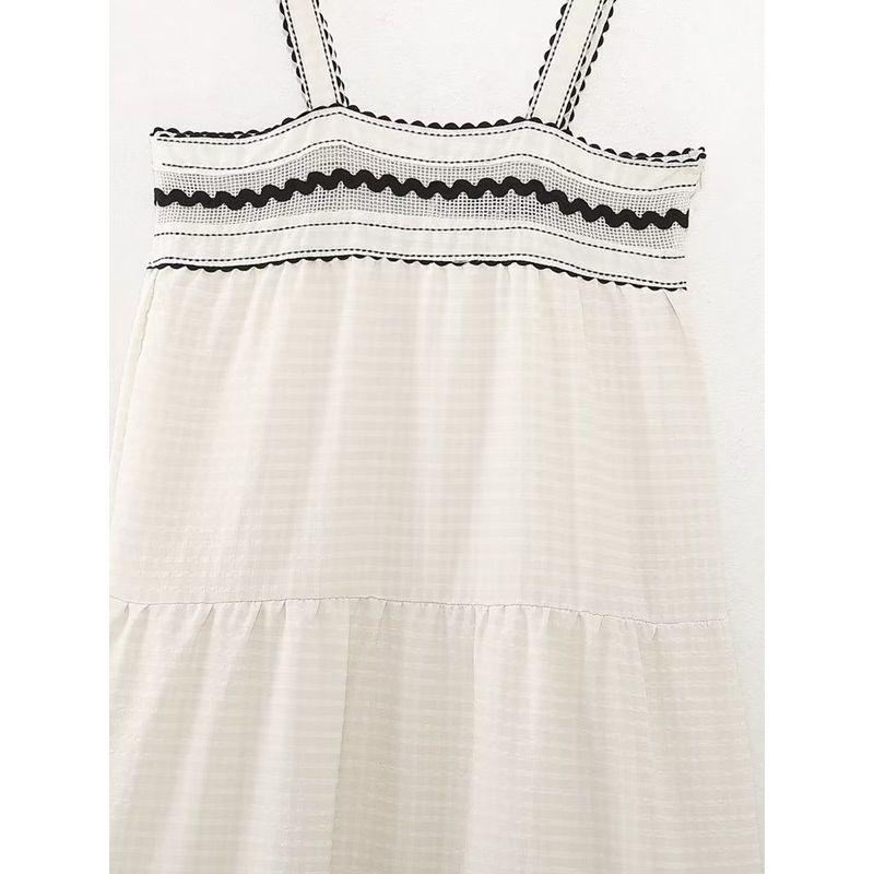 Fashion Style Summer Fashion Women's Wear Contrast Color Lace Patchwork Mid Length Long Length Sling Dress 5770223 712