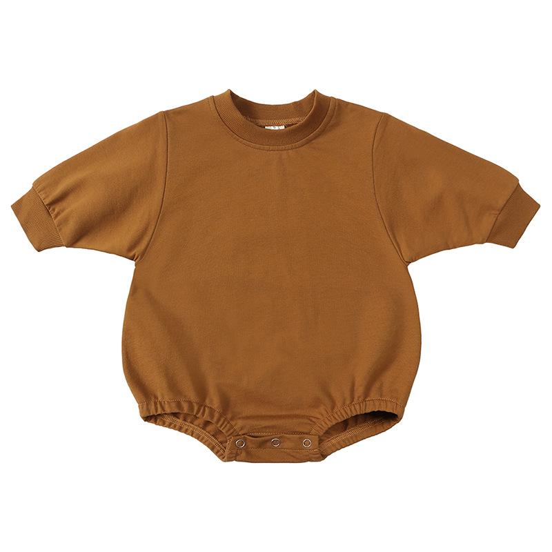 Korean Style Baby Cotton Long Sleeve Romper - Solid Color Bodysuit for Newborns