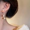 Korean Long Tassel Pearl Dangle Earrings for Women Luxury Office Career Gold Color Drop Earrings Wedding Party Jewelry Gift