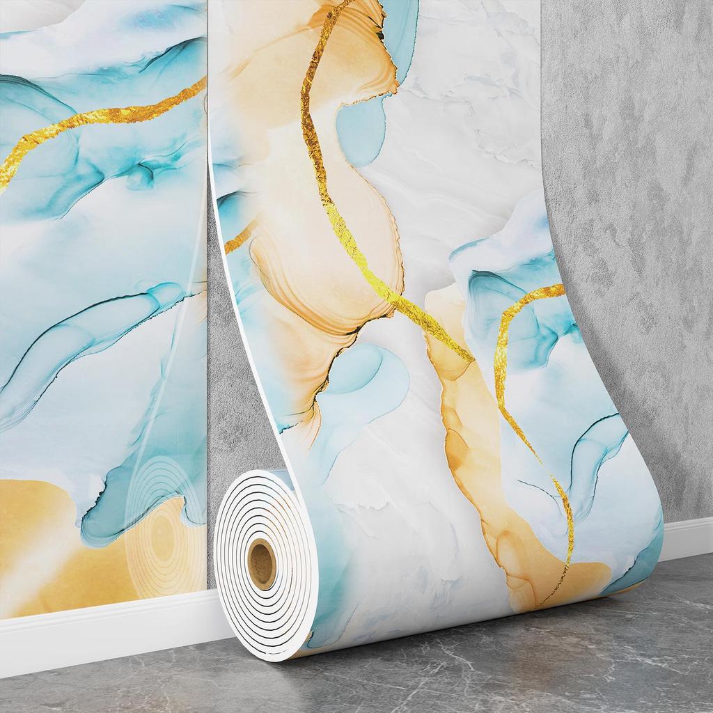 Self-Adhesive Waterproof Imitation Marble Tile Wall Sticker for Bathroom, Living Room, Kitchen, and TV Background.