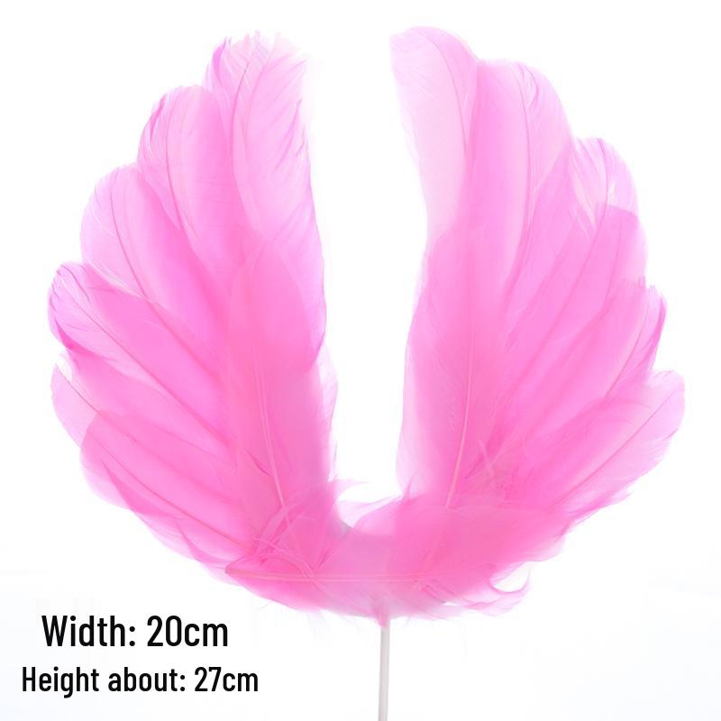 Angel Wings Feather Heart Cake Topper with Wire and Ostrich Feather Strip Decoration