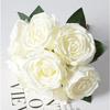 Artificial Flowers Roses 7 Pieces Ready-Made Rose Bouquet Flower Arrangement for Vase - White