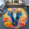 Elephant Round Area Rug,Carpet Rug for Living Room Bedroom Sofa Playroom Decor,Non-slip Floor Mat