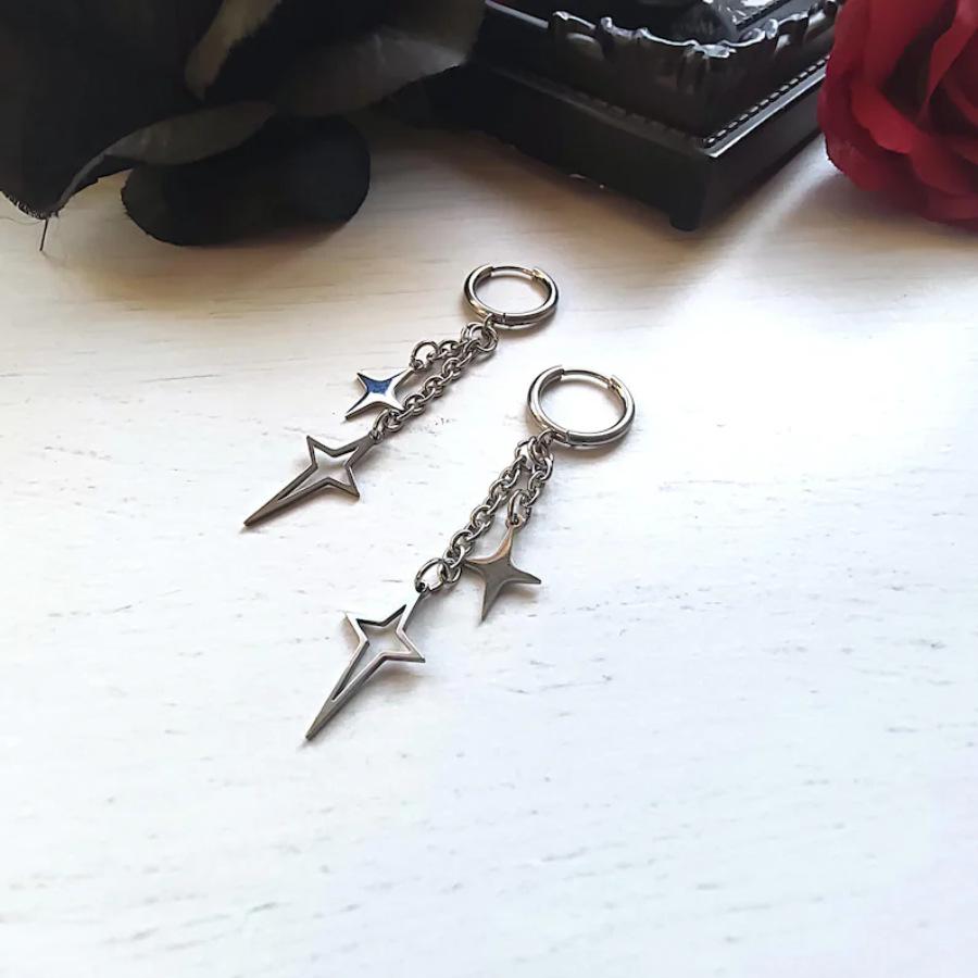 Y2K personalized and creative stainless steel star earrings, suitable for daily wear and holiday gifts