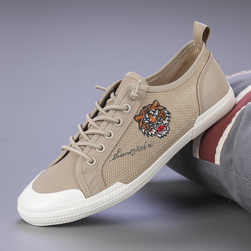 Výprodej Plátěné Pánské Boty Vyšívané Boty s Tygrem Pánské Ležérní Mokasíny Klasické Černé Bílé Nazouvací Obuv Pánské Značkové Tenisky