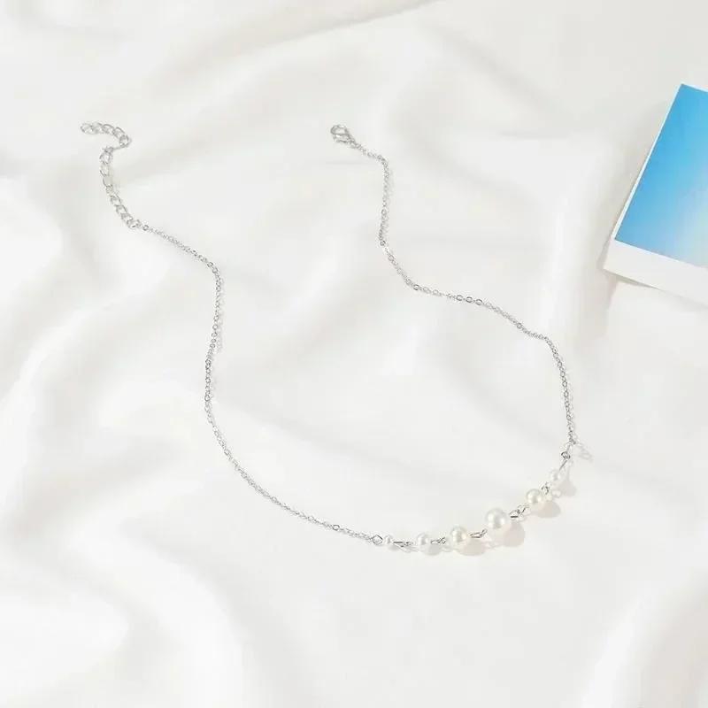Women's Pearl Necklace Pendant Neck Chain Simple Gold Color Beads Charm Choker Jewelry On The Neck Collar Accessories for Women