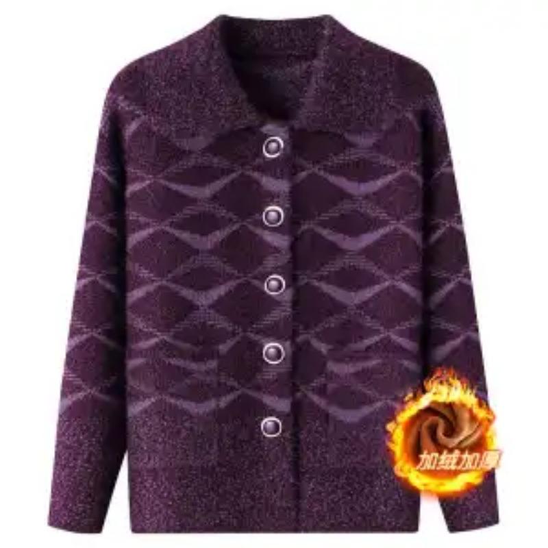 Jaqueta Suéter Cardigã Cor Contrastante Botão Escada Manga Longa Casual Moda Top