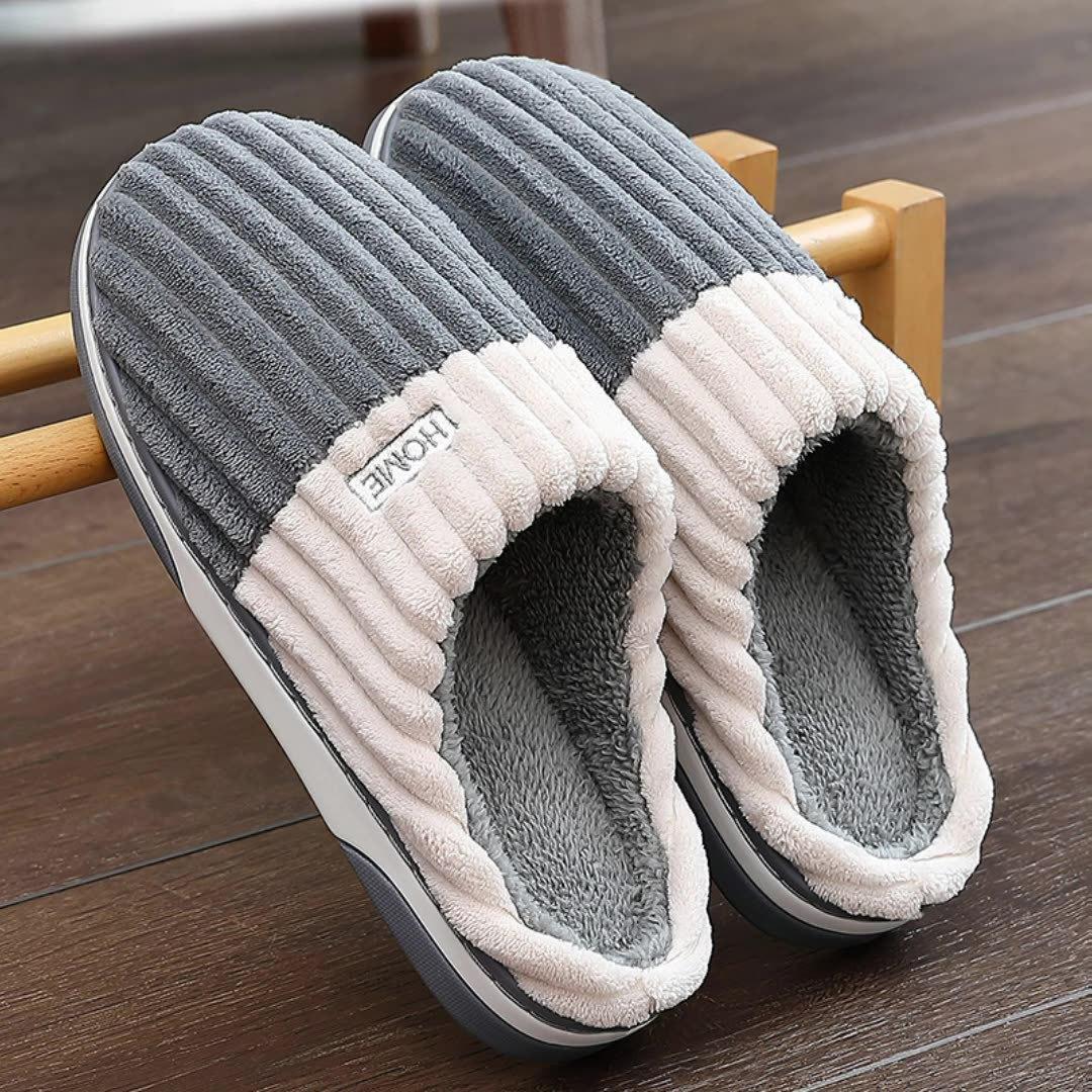 

Cotton slippers women s winter bag and home indoor warm non-slip thick bottom household couple plush slippers men s winter 36-37 Fits 35-36
