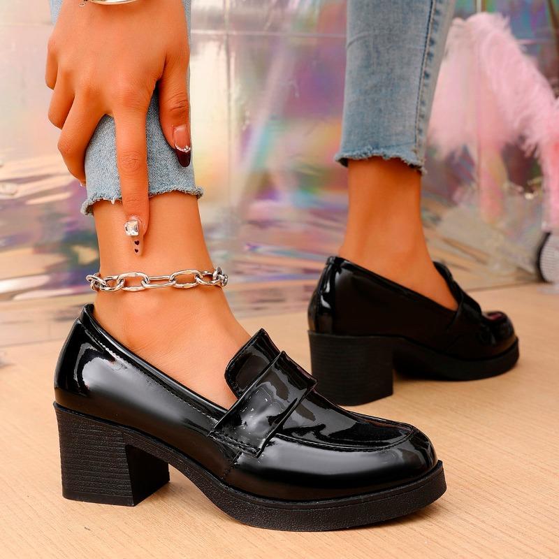 Fashion Women's Fashion Thick Heel Shoes Spring New Round Head Hollow Waterproof Anti-slip Wear-resistant High Heels