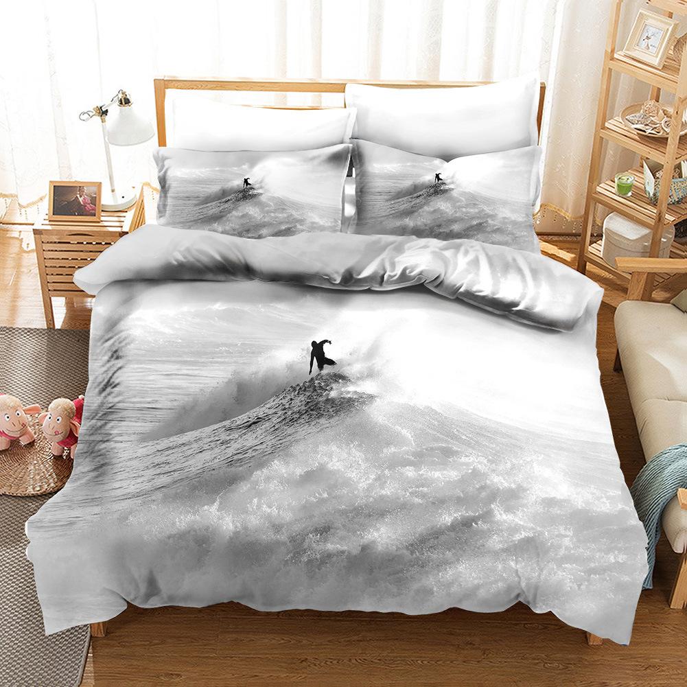 Surfing Bedding Set Queen/King/Full for Boys Kids Men Surfboards Duvet Cover Polyester Youth Ocean Sport Theme Comforter Cover