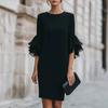 New Style Floral Ruffles Bell Sleeve Slim Fit Dress