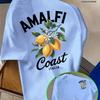 Unisexs 100 Cotton Amalfi Coast Lemon Pattern Tshirt Summer Italian Vacation Tshirt Breathable Casual Shortsleeve Top