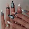 Valentines French Press On Nail Red Heart Glossy 3D Cats Eye False Nail 24Pcs Gothic Butterfly Bows Design Gold Detailing