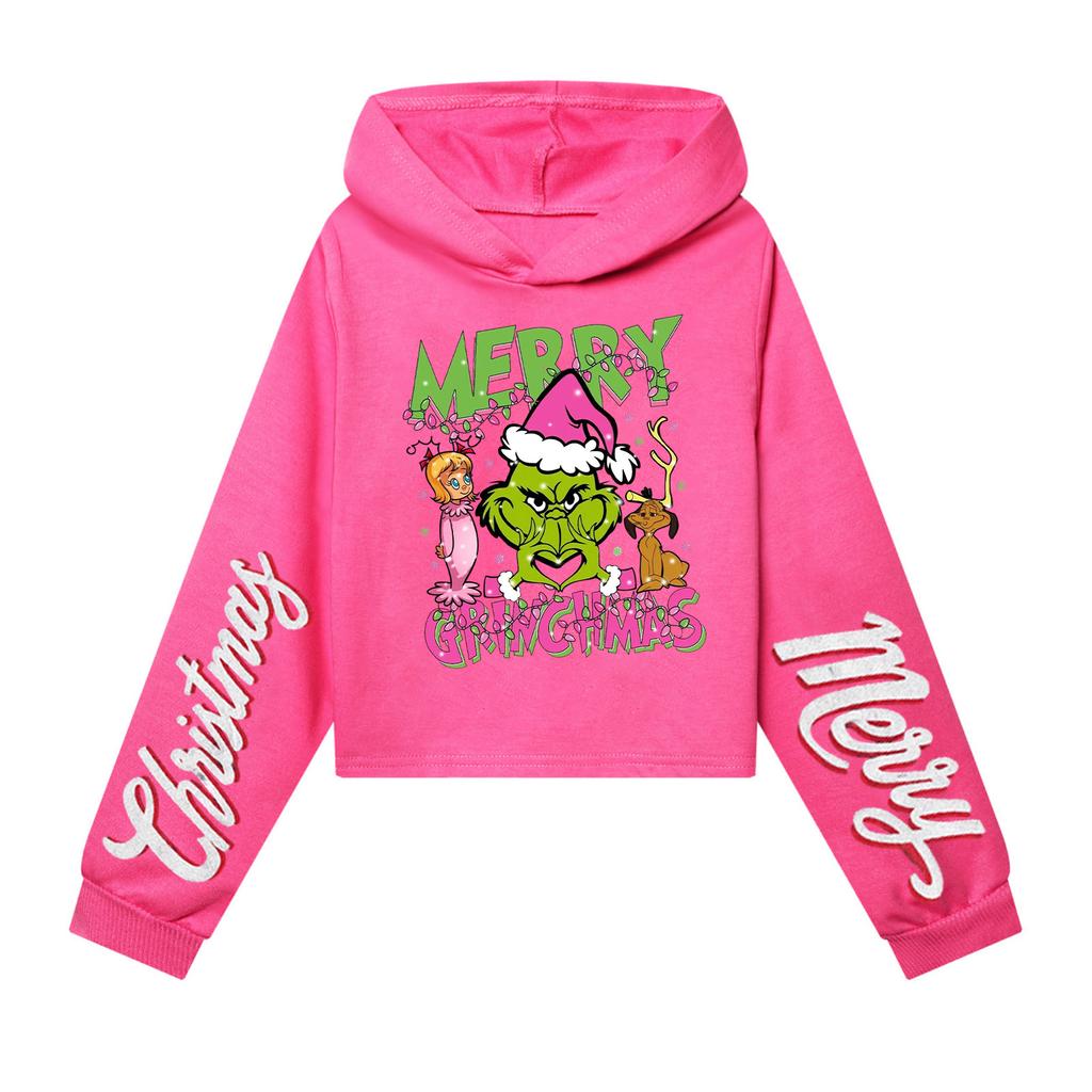 Kids' Casual Fashion Christmas Printed Long Sleeve Hooded Sweatshirt (No Drawstring)