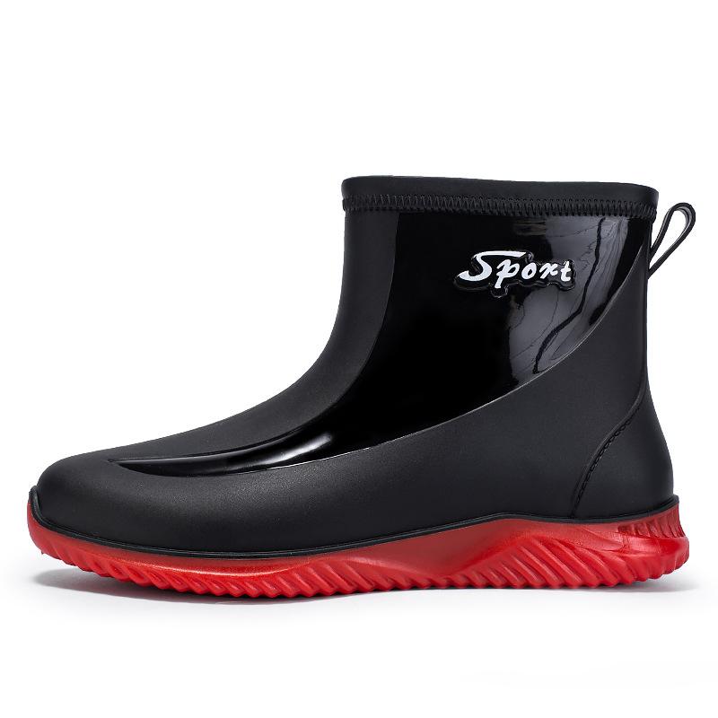 Water shoes fashion rain shoes men's short tube thickened sole work short rain boots men's anti-rubber shoes fishing