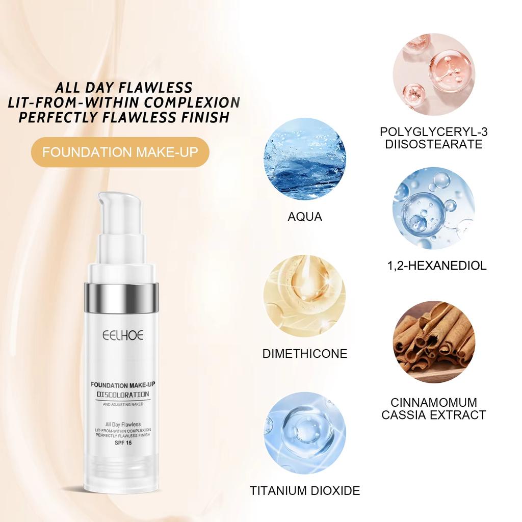 30ml Color Changing Foundation Long-Lasting Hydrating Transfer-Proof Skin Tone Adjust Brightening Lightweight All Skin Types