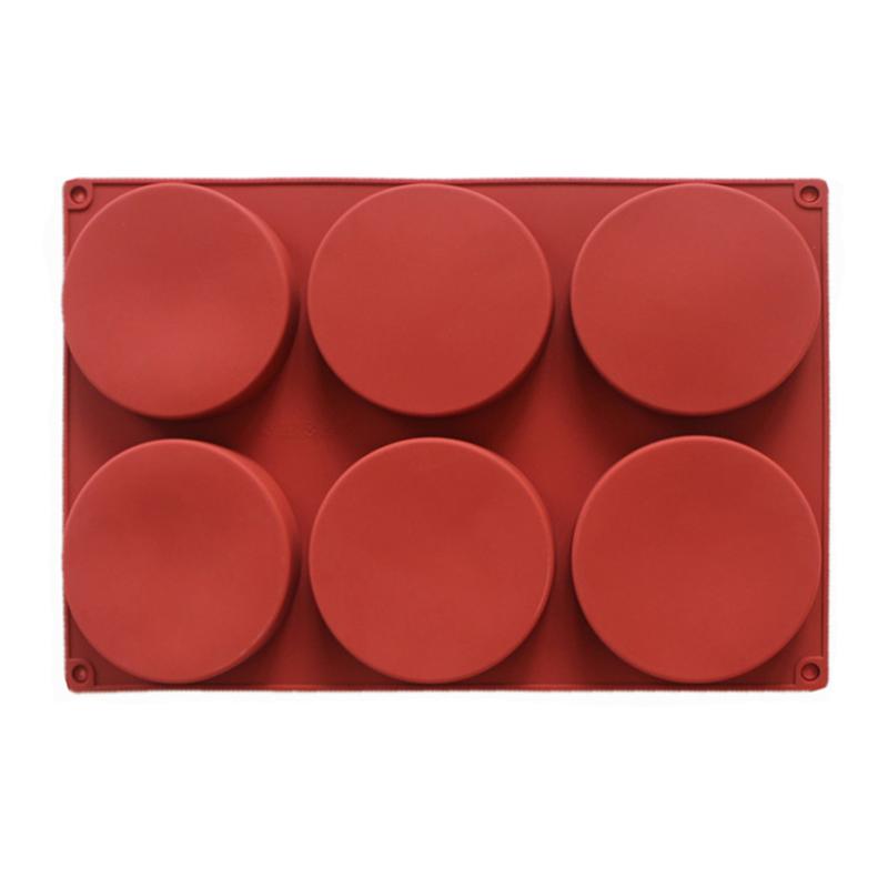 Silicone Round Baking Molds for 3 Inch and 4 Inch Round Disc Pan for Cake Muffin Top Bun, Custard, Tart, Resin Coaster, 6 Cavity