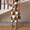 Autumn Independent Station Hot Search New Simple V-Neck Buttocks Printed Dress Women's Clothing