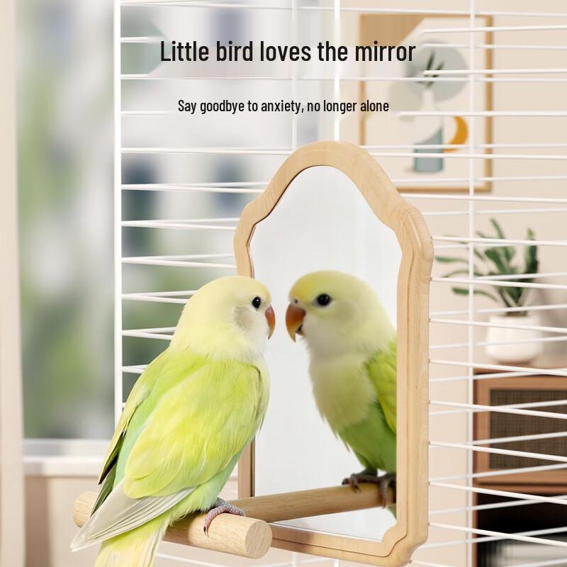 Vintage Bird Cage Perch with Mirror