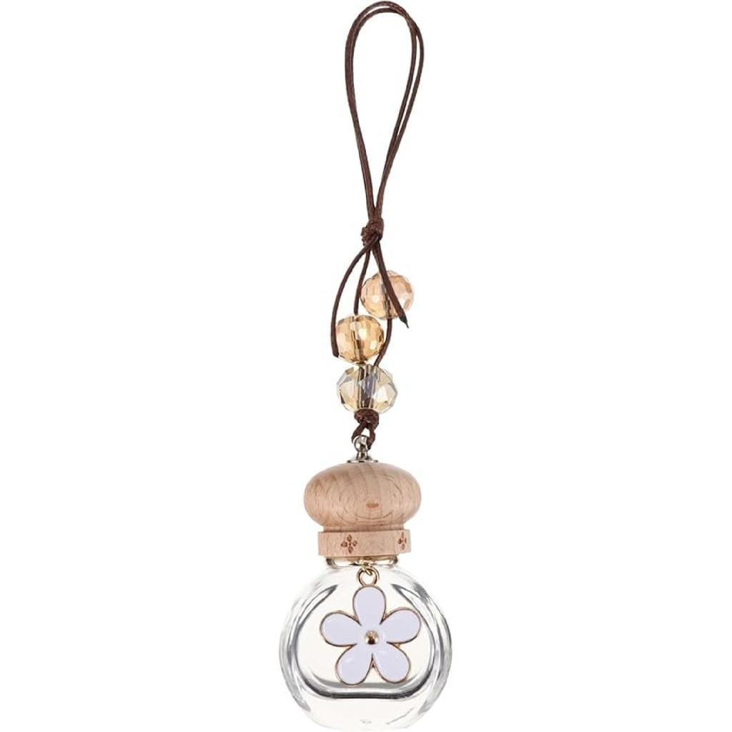 1pc Pendant Car Diffusers for Essential Oils - Hanging Air & Perfume Bottle - Automatic Air Diffuser - Glass Bottle - Pink