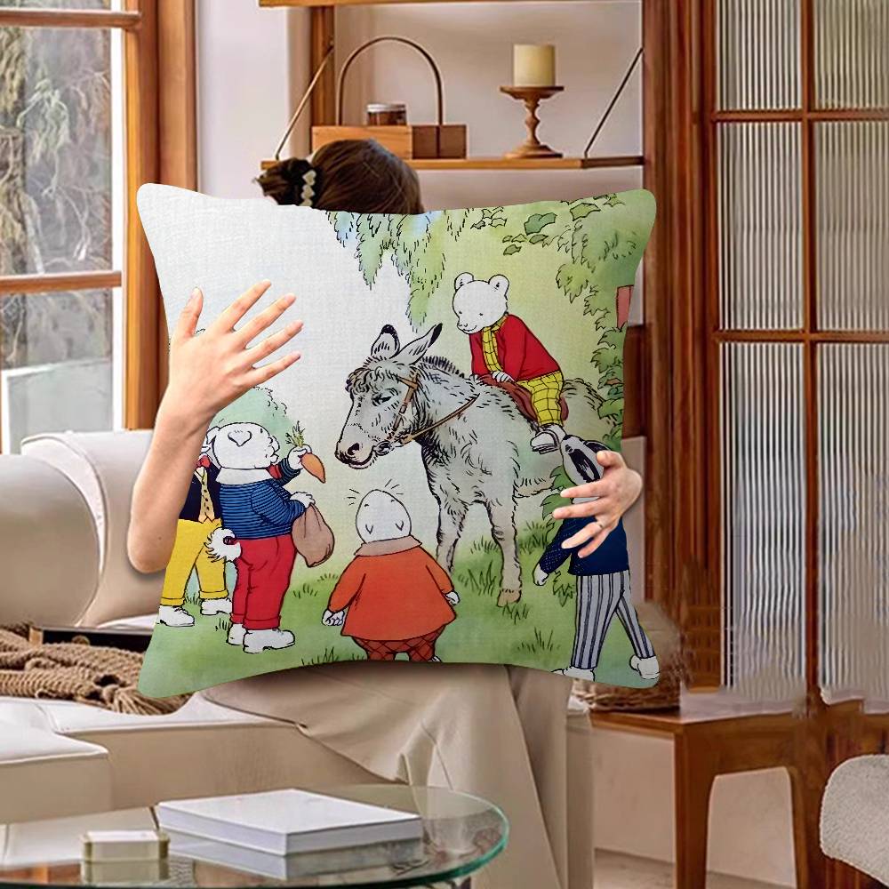 

Anime RRupert Bear Pillow Cushion Cover Pillowcase Living Room Sofa Home Decor Customized 30x30cm