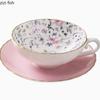 Cupa de Cafea Ceai din Porțelan Osos de Lux Nobil și Farfurie Set Linguriță Cană Ceramică 200ml Tavă din Porțelan Avansat Pentru Cadou Petrecere Cafea