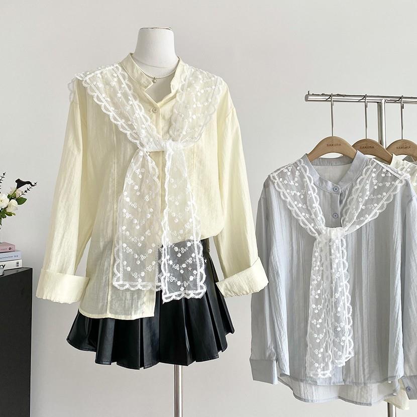 New Lace Embroidered Fake Collar long ribbon Bowknot Neck Scarf Lace Wrap Decorative Shawl fake collar Women Clothes Accessories