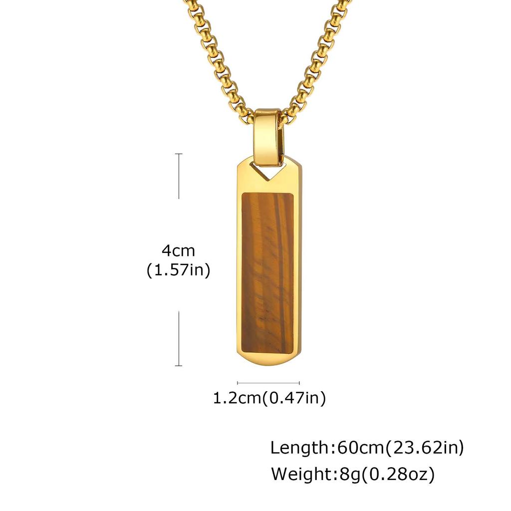 Vnox Vertical Bar Necklaces for Men Boys, Stainless Steel Rectangle Pendant, Gold Color Box Chain Trendy Necklace Jewelry Gifts