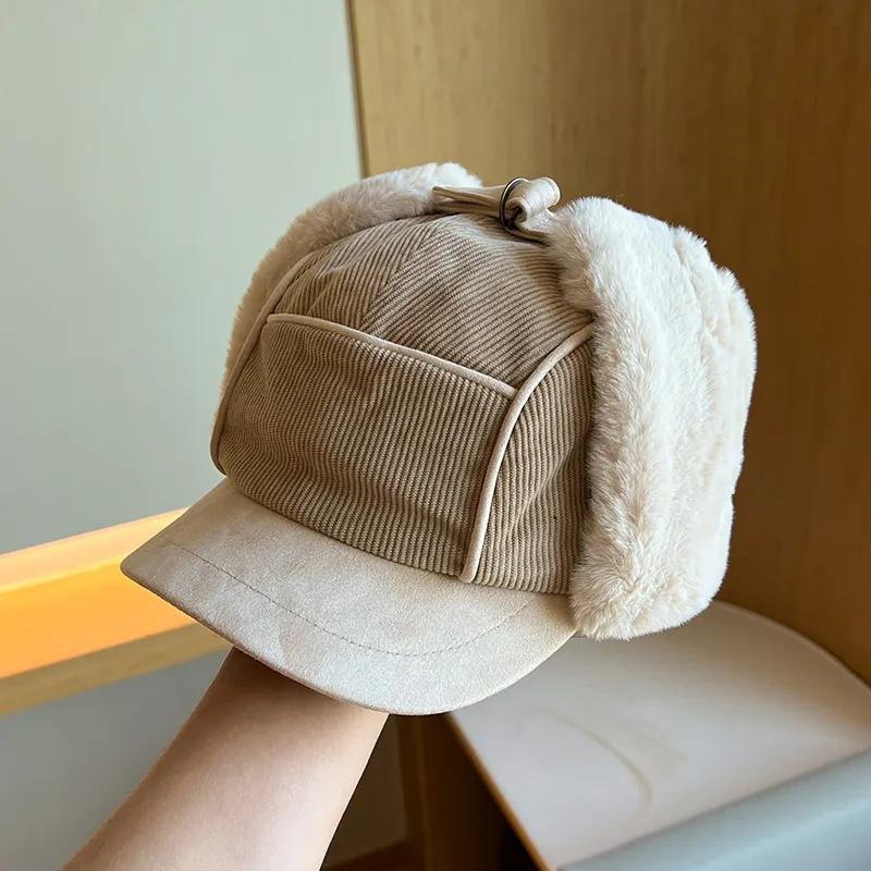 WTEMPO Male Windproof Cold-proof Warm Bomber Hats Cycling Skiing Plush Faux Fur Unisex Hats Ear Protection for Men in Autumn Winter Outdoor