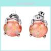 Opal Schmuck Geometrische Sterling Silber Stecker Ohrringe Für Modebewusste Frauen