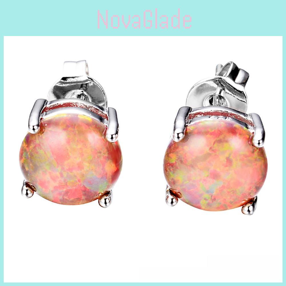 Opal Schmuck Geometrische Sterling Silber Stecker Ohrringe Für Modebewusste Frauen