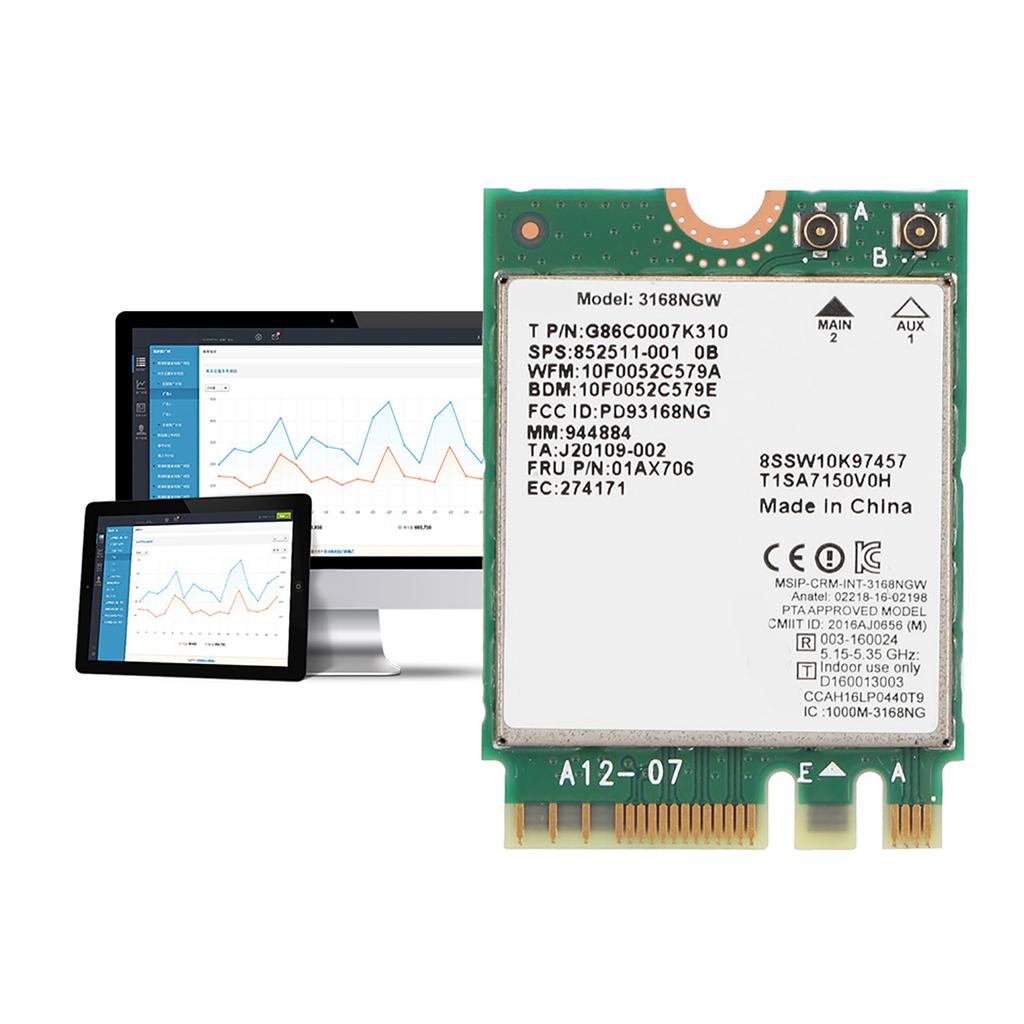 Internet 3168NGW Wireless AC Dual Band Wifi Network Card with Bluetooth 4.2
