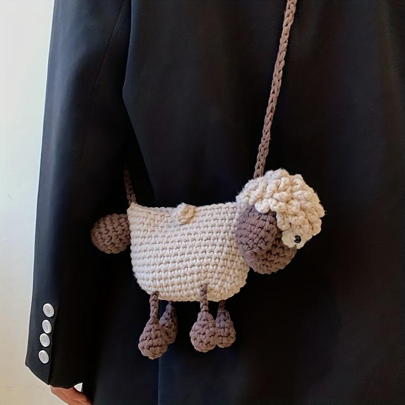 Hand-Woven Sheep Shaped Bag Kawaii Cartoon Crossbody Bag Cute Knitted Coin Purse Eid Al-Adha