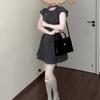 Summer new French temperament celebrity high-end polka dot sleeveless dress women's waist and thin short skirt