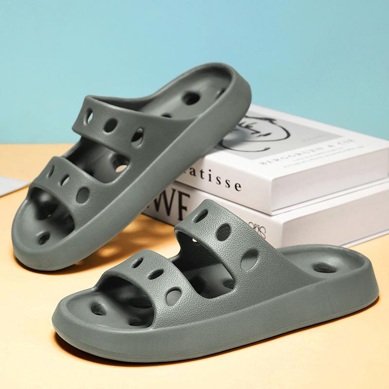 

Мужские и женские нескользящие полые банные тапочки на все сезоны 44-45 серый