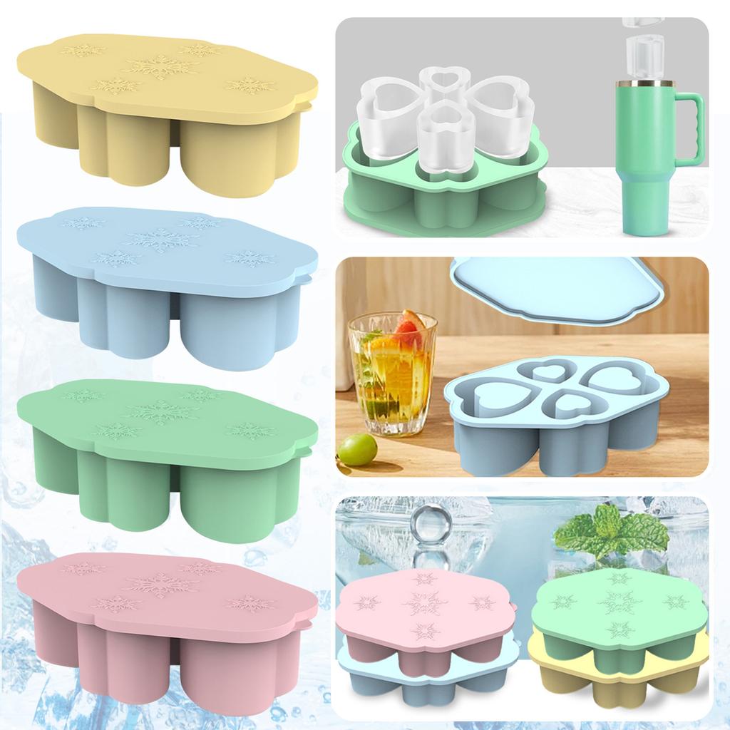 Upgraded Silicone Ice Tray And Mold Large Size Cylindrical Coffee Ice Tray For Refrigerator With Lid And Glass Accessories