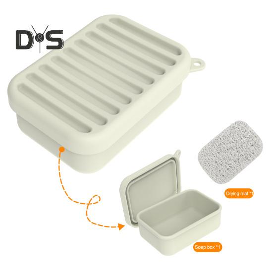Leak-Proof Silicone Travel Soap Case with Drainage Lid Compact Design Portable Bar Soap Container Soap Holder