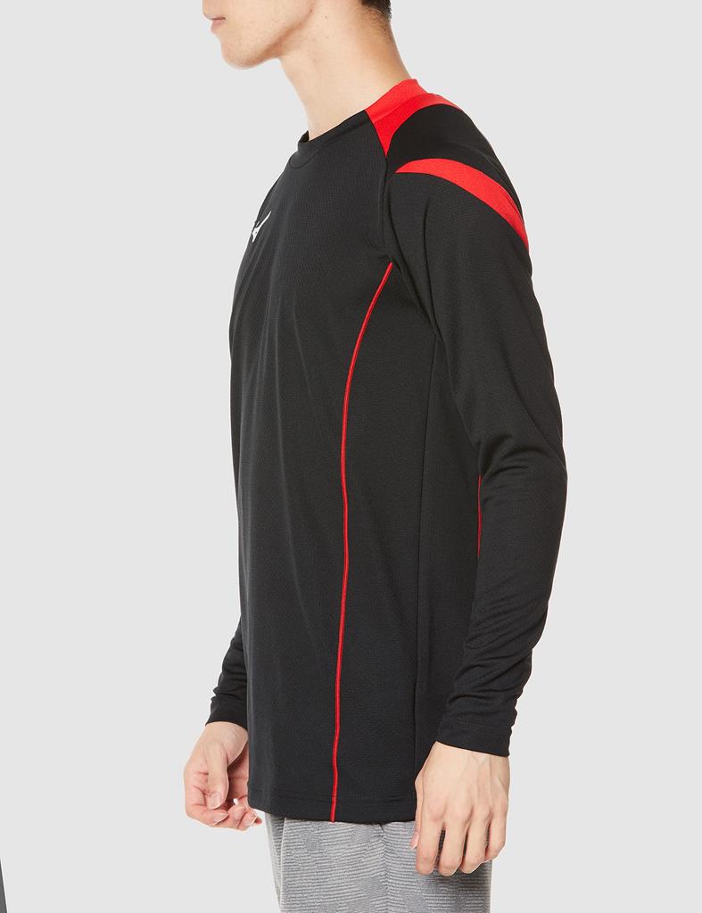 Volleyball Game Shirt, Long Sleeve, Moisture-Wicking, Quick-Drying, Junior Available, V2MA2121, Unisex, Black x Chinese Red, Size L