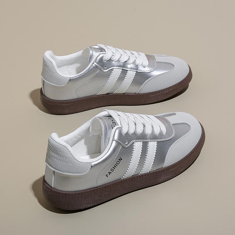 

Модные женские кроссовки из кожи Slip-On Women, вулканизированная обувь, легкая парусиновая обувь с круглым носком, повседневная женская спортивная обувь Zapatos Mujer 40 серебряный